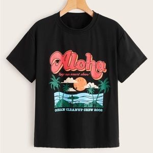 Romwe Aloha Tropical Graphic Print T-Shirt